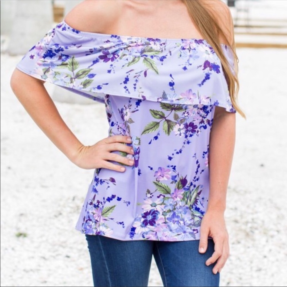Violet Off Shoulder Floral Top